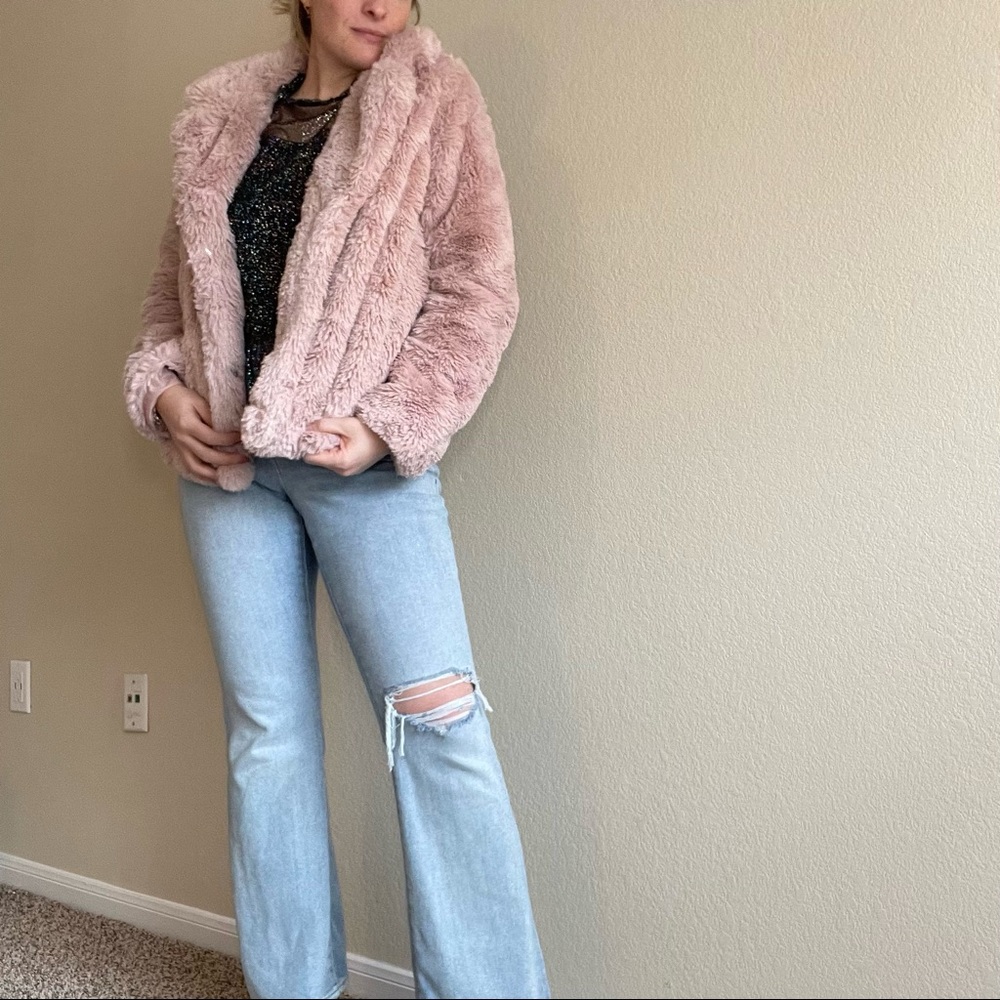 Light pink super soft faux fur coat
